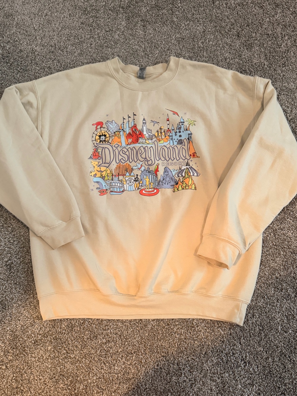 Gildan Beige Disneyland Resort Graphic Sweatshirt